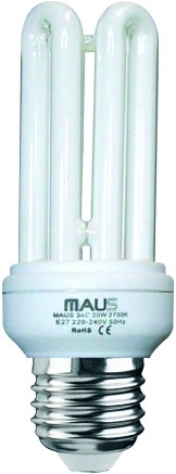 24 LAMPADE COMPATTE FLUORESCENTI MAUS MOD. 4TUBI 20W 6700K E27 CLASSE ISOLAMENTO II ACCENSIONE IMMEDIATA - 