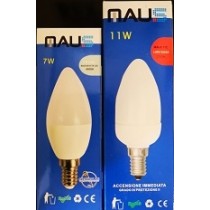 741 KIT PROMO 25+25  COPPIA: LAMPADA LED CANDELA (7W-E14) 4000K + CFL CANDELA (11W-E14) 2700K