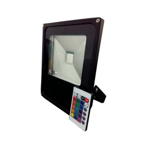 PROIETTORE IP 65 BIANCO 50 W RGB CON TELECOMANDO 3000 LUMEN 290x235x60 mm - 587